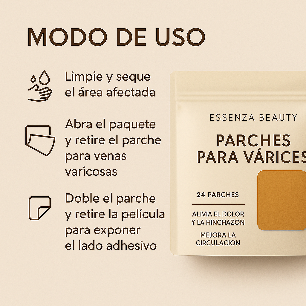 Pack 24 Parches para Várices – Alivio del Dolor, Hinchazón y Mejora de la Circulación