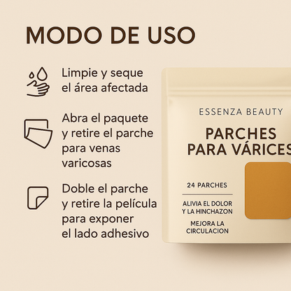 Pack 24 Parches para Várices – Alivio del Dolor, Hinchazón y Mejora de la Circulación